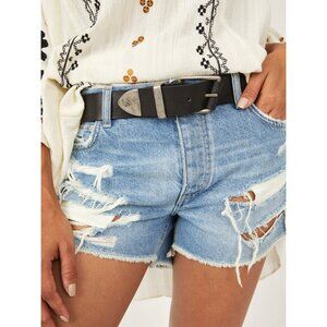 Free People Black Belt with Silver Buckle